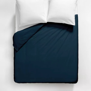 Housse de couette satin de coton uni bleu Ava uni bleu nuit