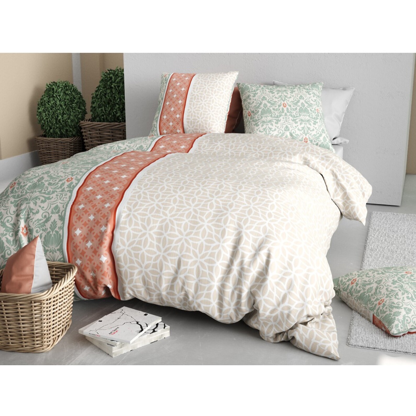 Parure housse de couette coton multicolore