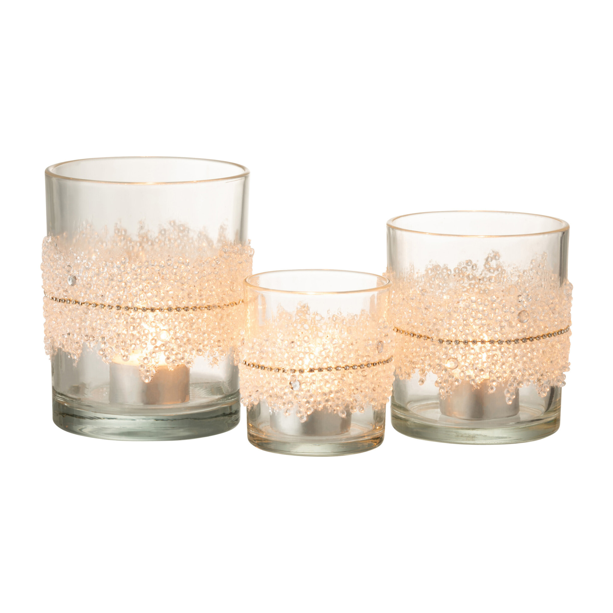 J-Line photophore Glace Diamant Lignes - verre - transparent - large