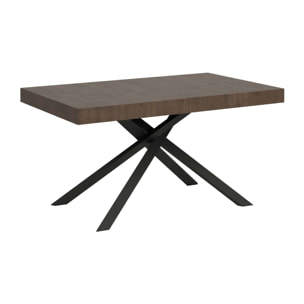 Mesa extensible 90x160/420 cm Karida nogal patas antracita