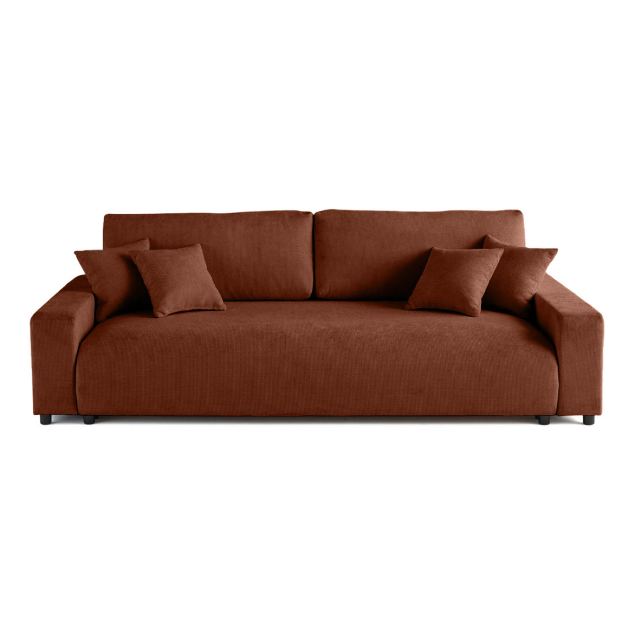 Pivoine - canapé droit 3 places - convertible avec coffre - en velours texturé - Terracotta