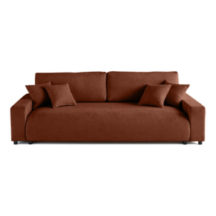 Pivoine - canapé droit 3 places - convertible avec coffre - en velours texturé - Terracotta