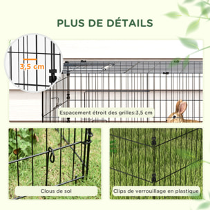 Parc enclos petits animaux - 2 portes, 3 trappes nourrissages, zone couverte - acier noir polyester vert