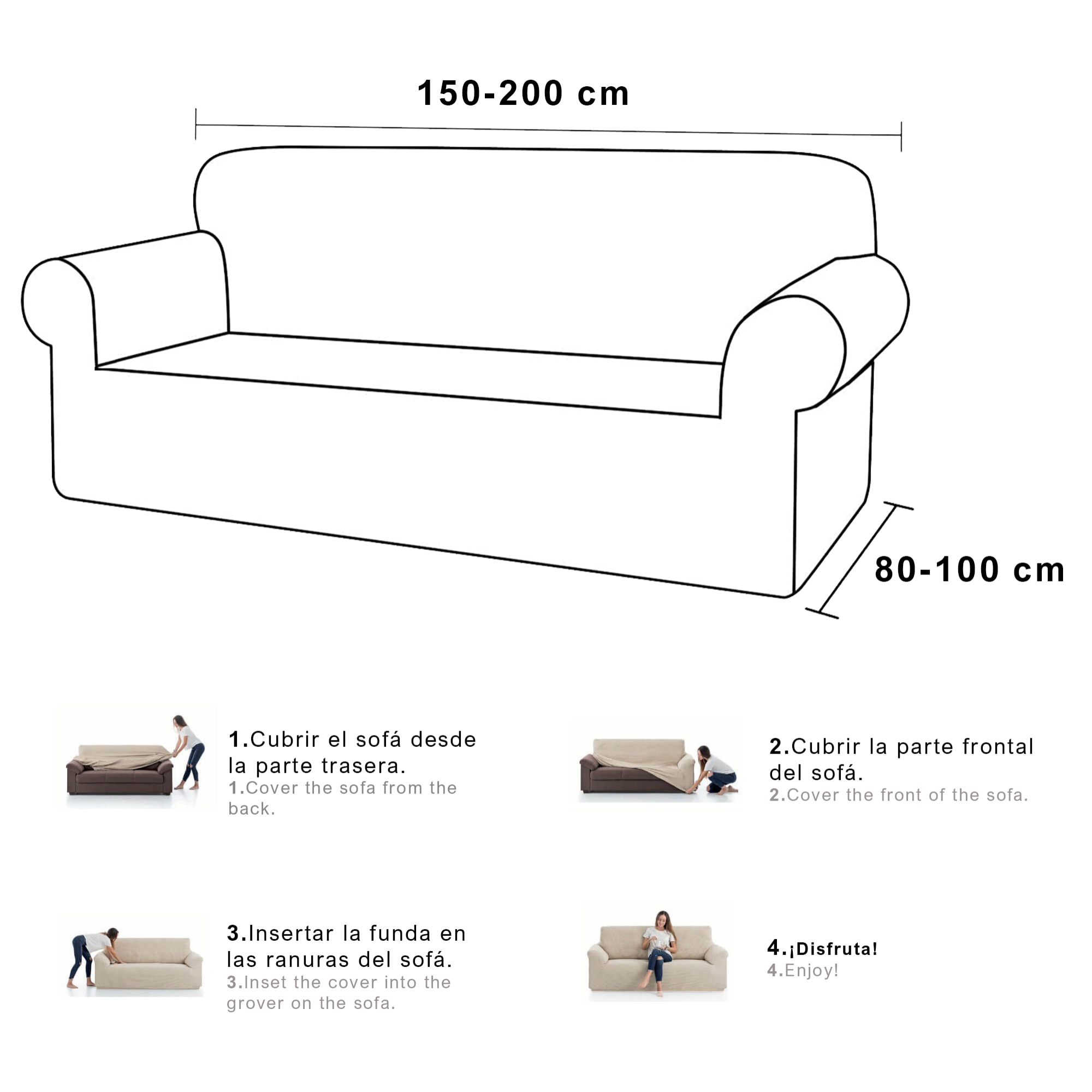 Funda de sofá elástica 3 plazas AURORA Crema