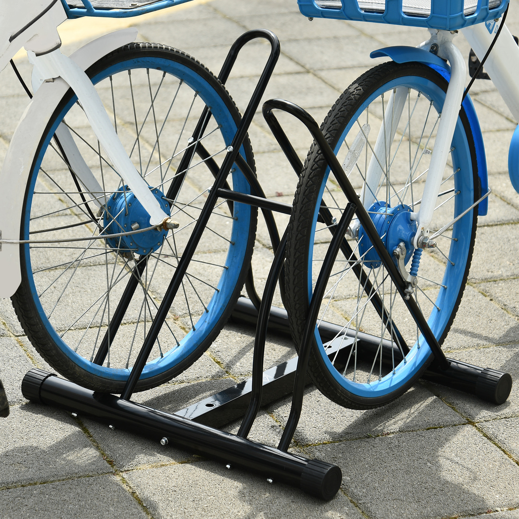 Soporte de Estacionamiento para 2 Bicicletas Portátil Acero 60x54x57 cm Negro