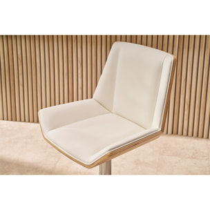 Tabouret de bar design blanc et bois clair MELKIOR