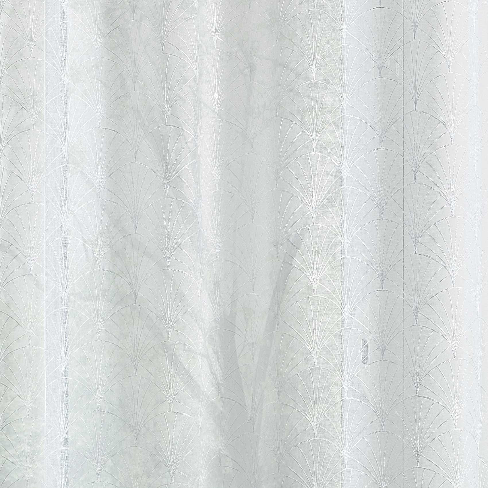 Paire de petits voilages brodés au style art déco - Blanc