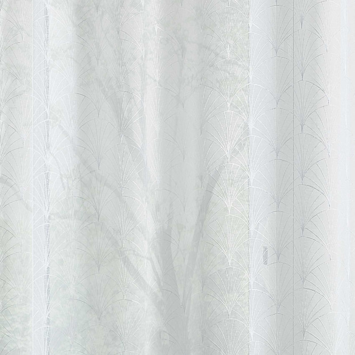 Paire de petits voilages brodés au style art déco - Blanc