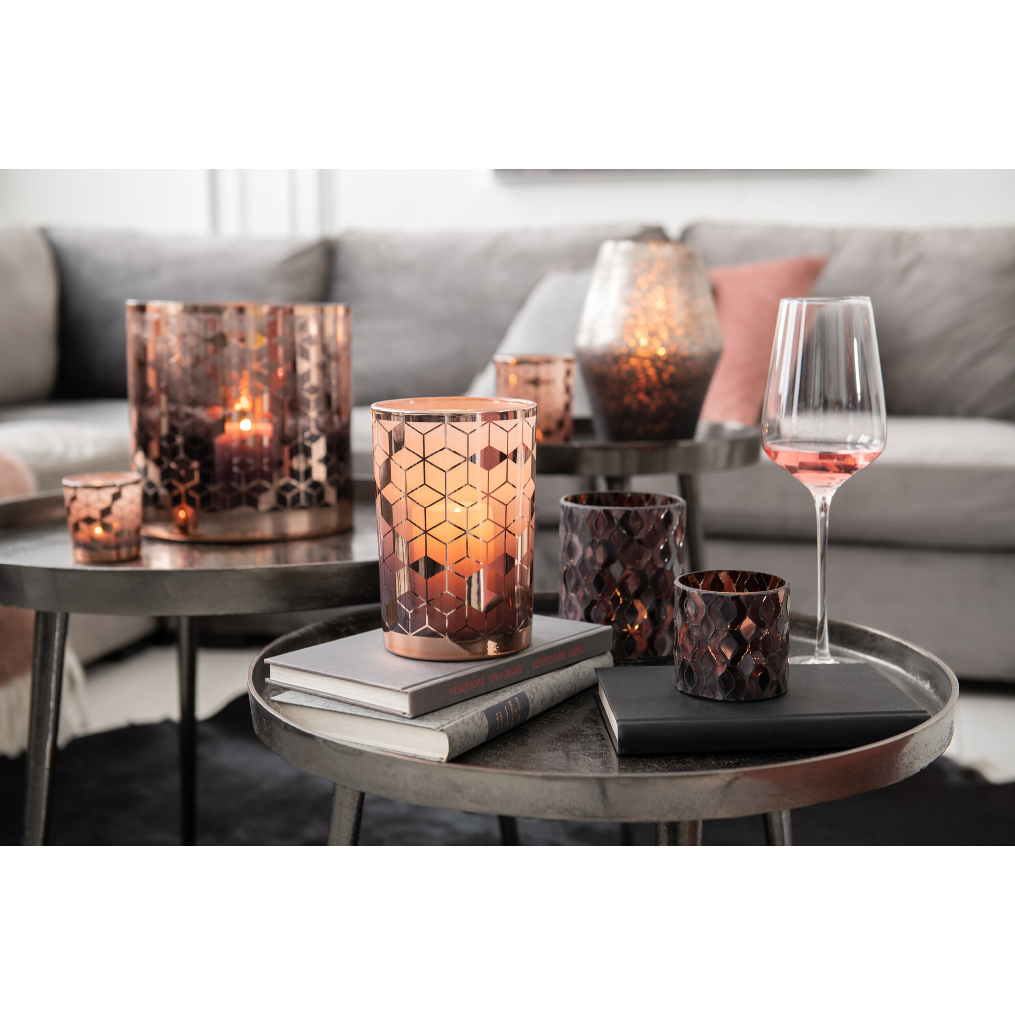 J-Line photophore Motifs - verre - rose foncé - small - 2 pcs