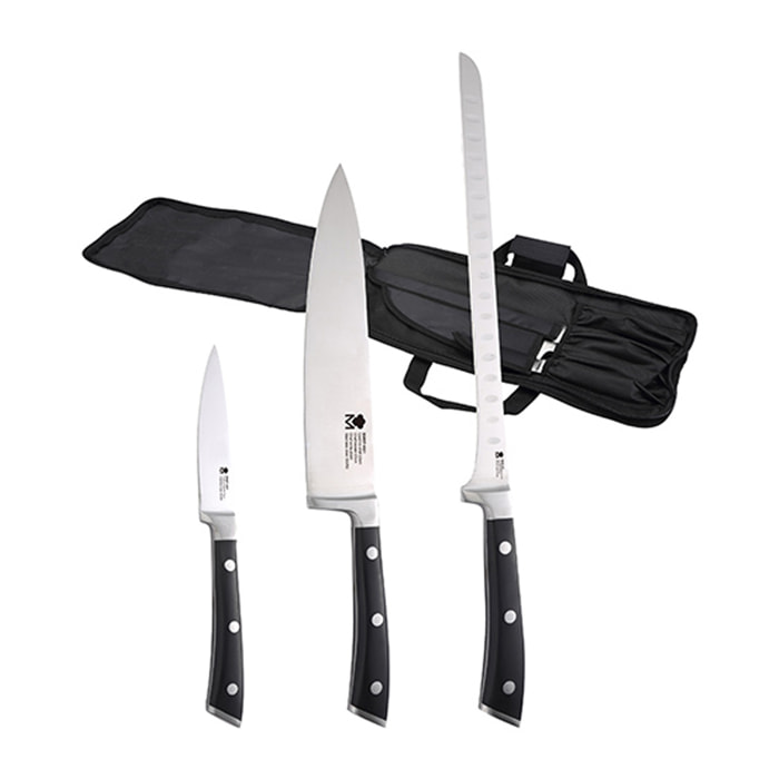 Set 3 cuchillos de cocina en acero inoxidable bergner colección foodies