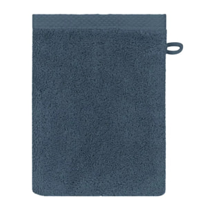 Gant de toilette pur coton 550 g/m² uni bleu Elea bleu ardoise