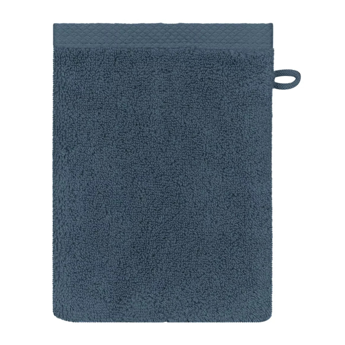 Gant de toilette pur coton 550 g/m² uni bleu Elea bleu ardoise