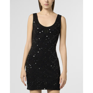 PHILIPP PLEIN Mini Tank Dress Rhomb Flowers Strass