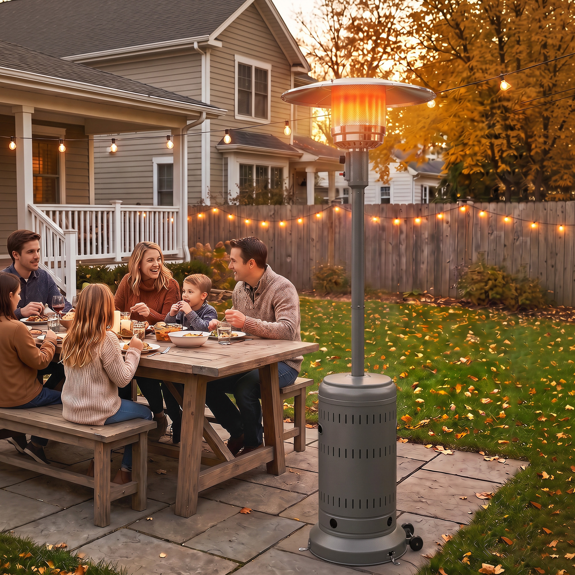 Parasol chauffant gaz portable réglable 13 kW gris