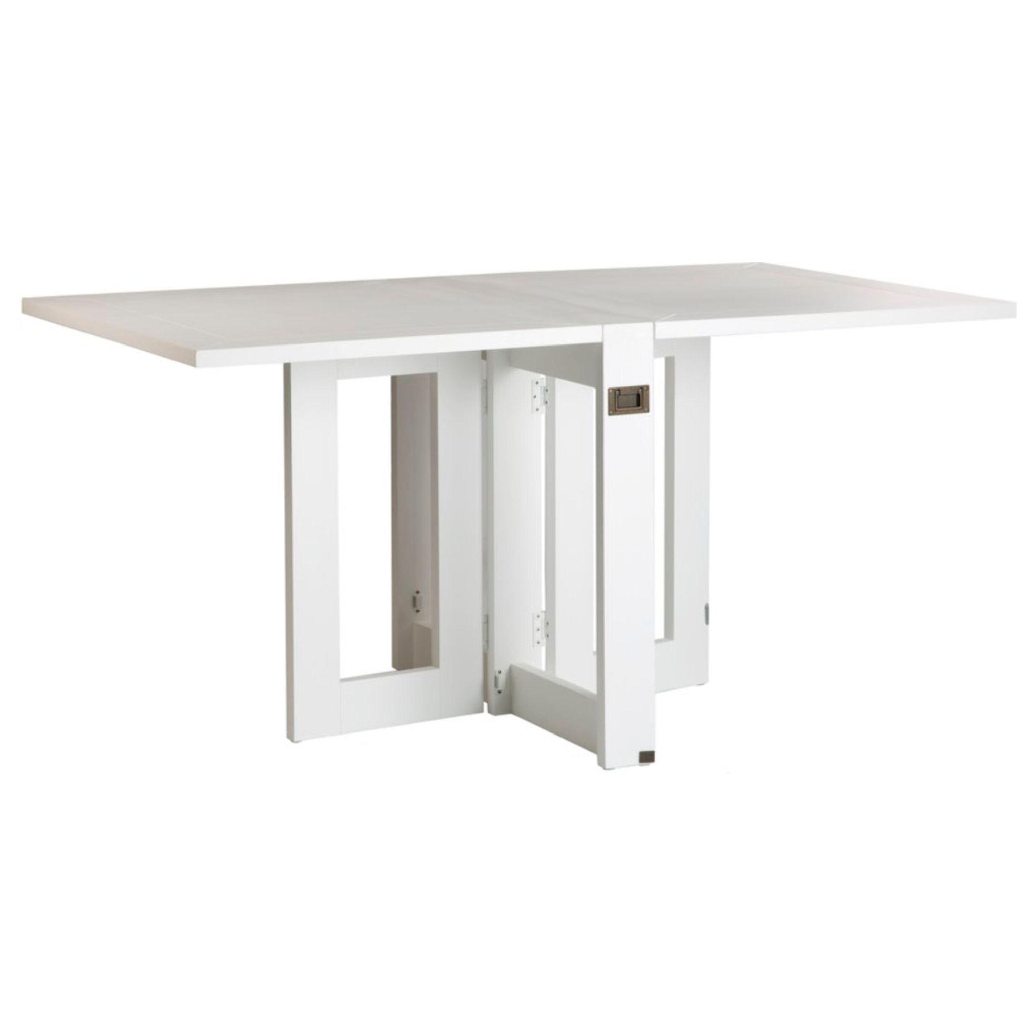 Table à manger pliante Tan -bois massif et panneau de mdf-couleur laqué blanc mat 160 x 78 x 90 cm