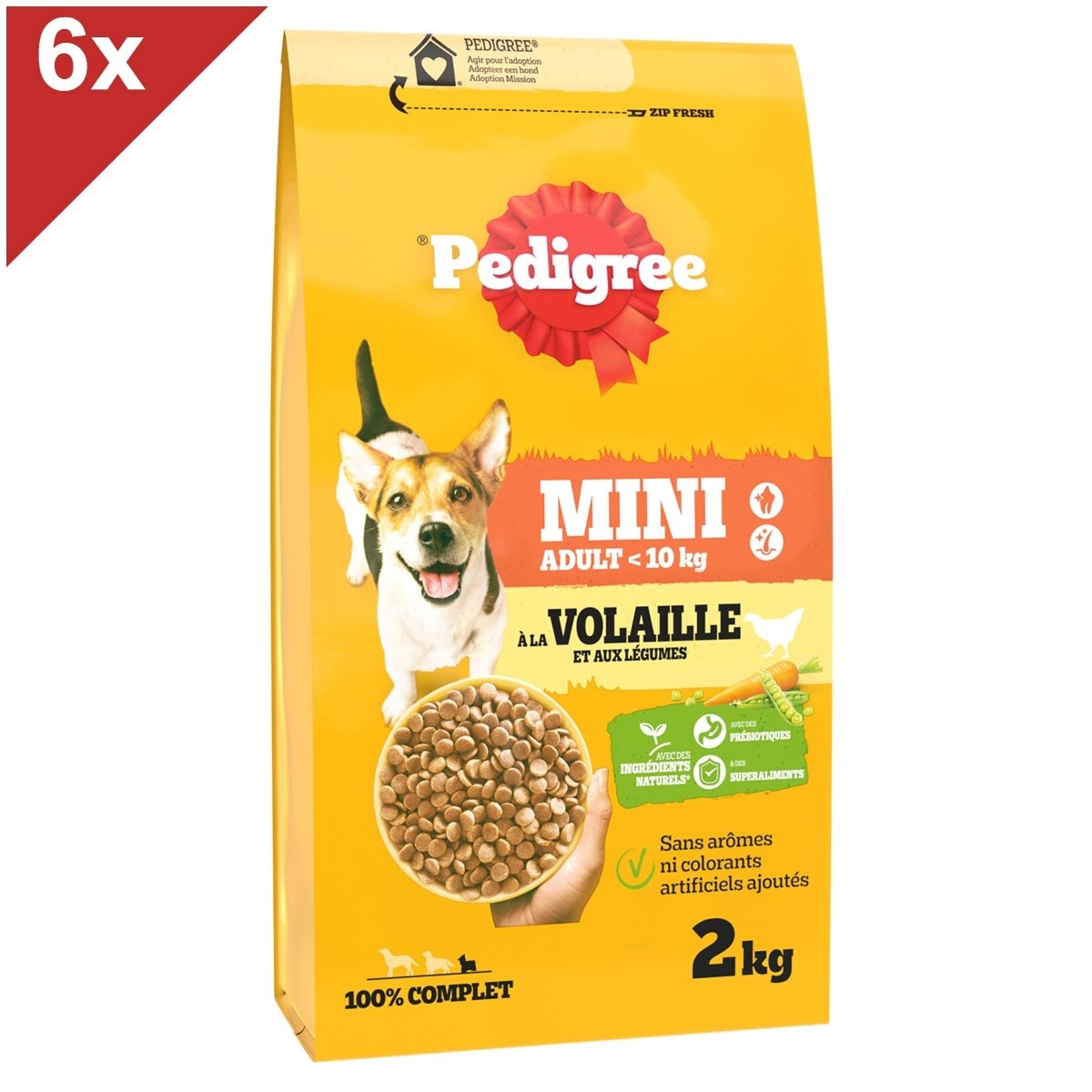 PEDIGREE MINI Croquettes à la Volaille Petit Chien Adulte <10kg 6x2kg