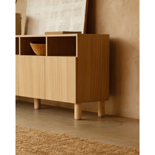 Buffet avec 4 portes en bois de placage de chêne naturel de 176x40cm Hauteur: 75 Longueur: 176 Largeur: 40