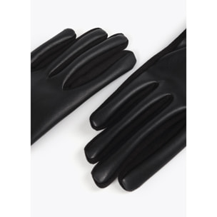 Guanti effetto pelle con bracciale logo ovale