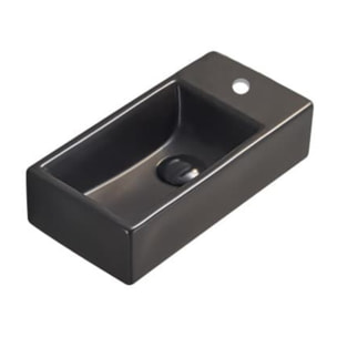 Lave-mains suspendu Brevis Noir 40,5 × 20,5 × 10,5 cm – trou de robinetterie à droite (SATBRE4020SRBKM)