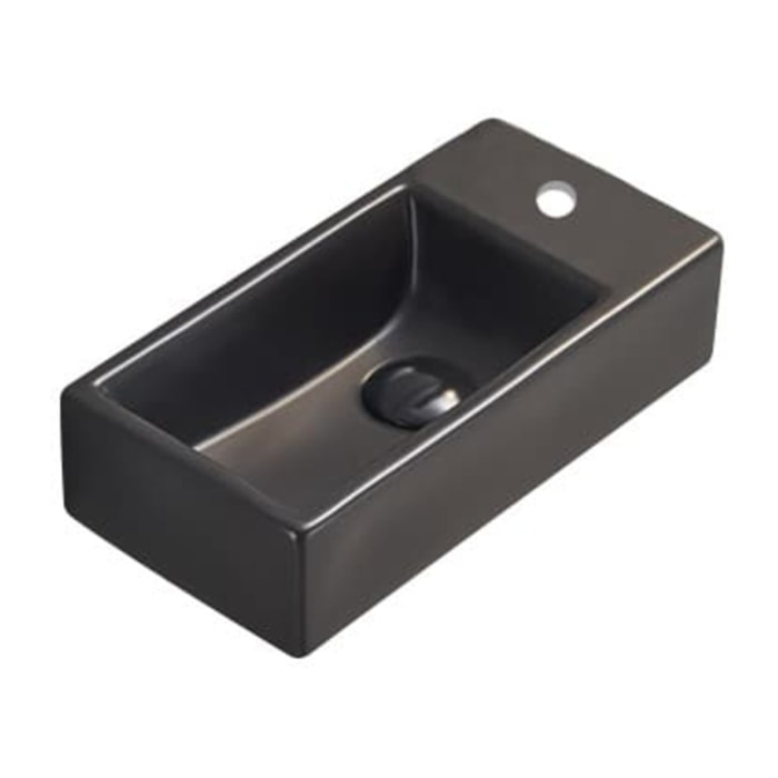 Lave-mains suspendu Brevis Noir 40,5 × 20,5 × 10,5 cm – trou de robinetterie à droite (SATBRE4020SRBKM)