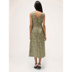 Motivi - Vestido con drapeado de raso jacquard - Verde claro