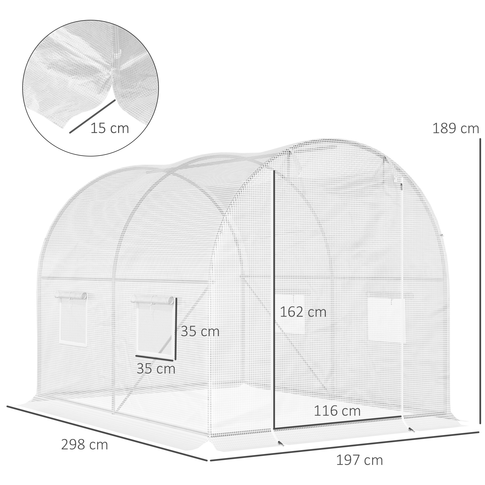 Serre de jardin tunnel 6 m² blanc