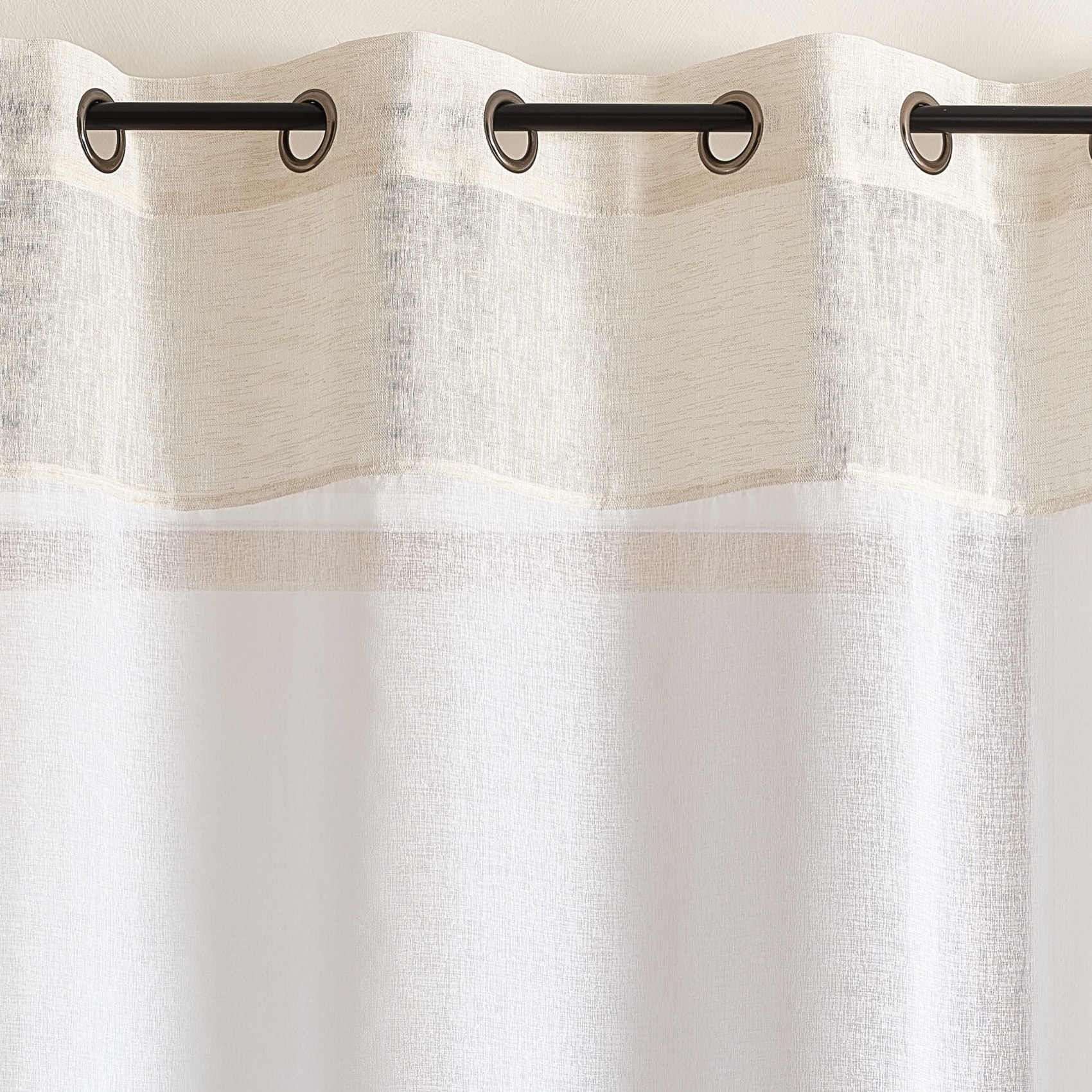 Voilage lumineux bicolore à oeillets - Blanc