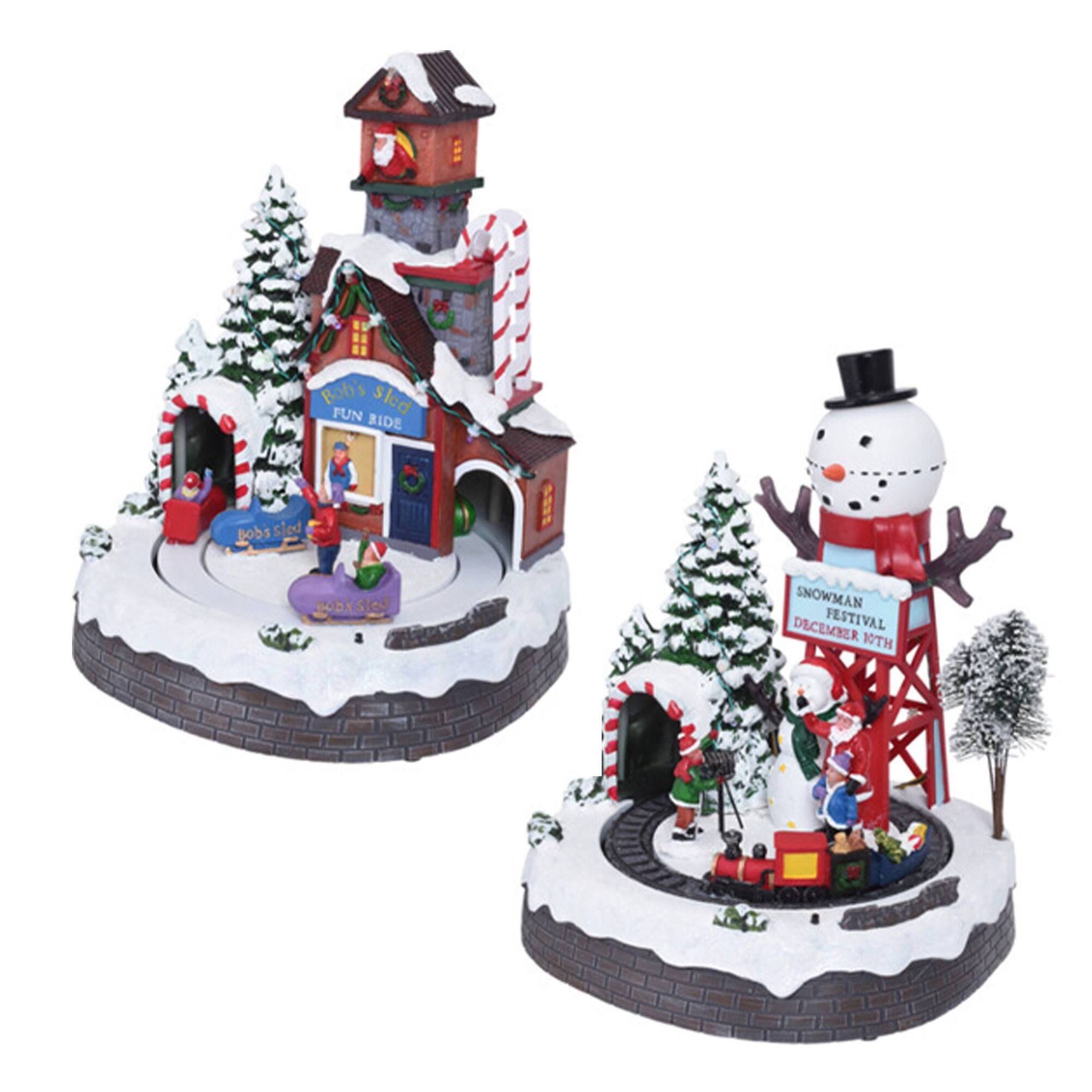 Escena de navidad decorativa con movimiento y 10 led - 2 diseños (surtido)