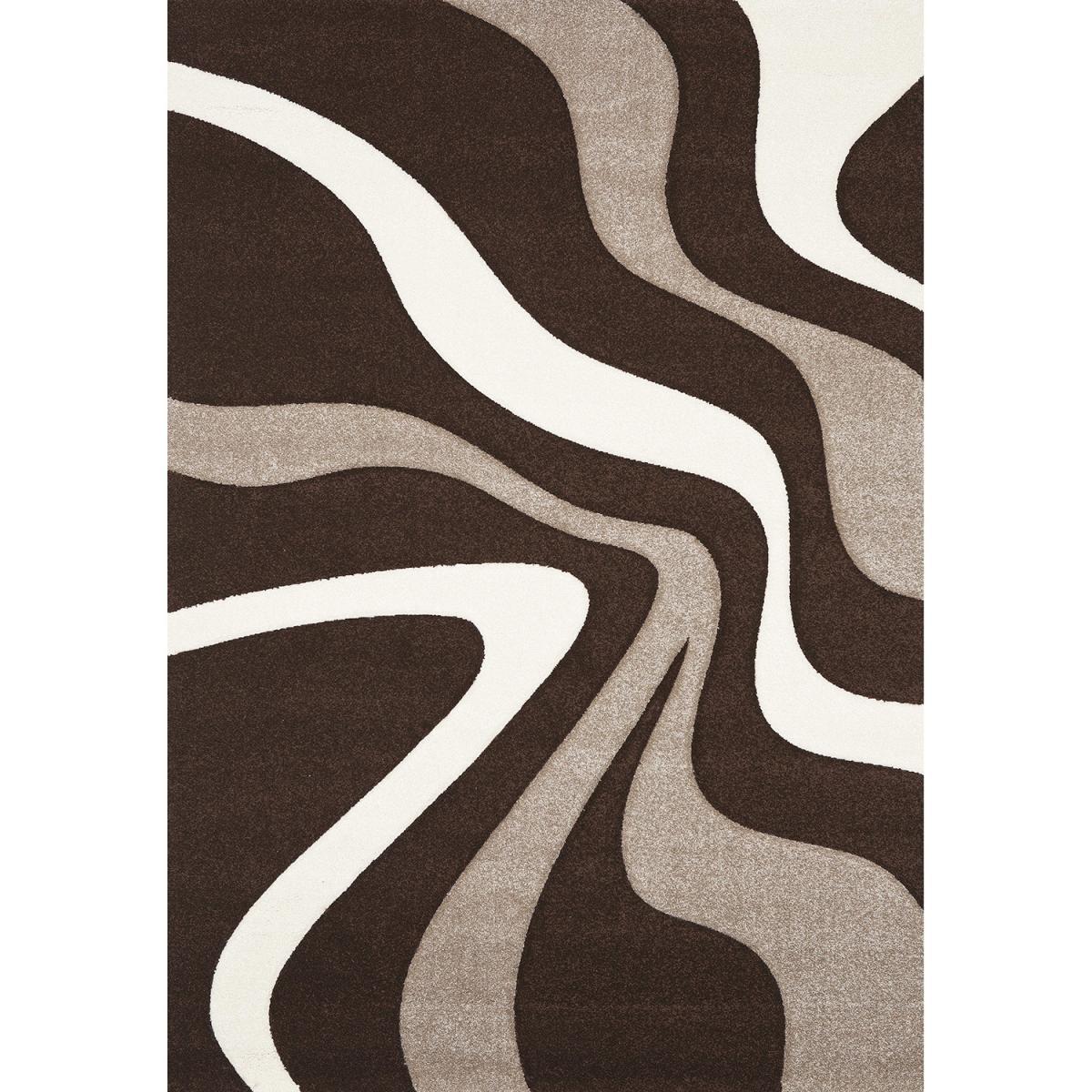 tapis salon 160x230 tissé marron rectangle motif rond DI 760