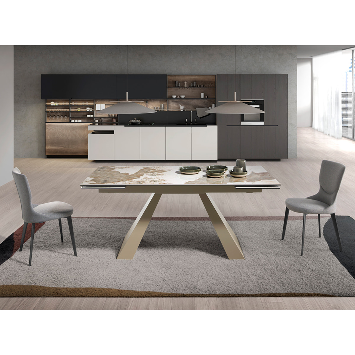 Silla Angel Cerdá con asiento y respaldo tapizados en tela en gris patas de acero inoxidable en gris antracita metal 45x57x84cm