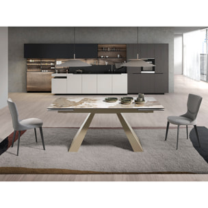 Silla Angel Cerdá con asiento y respaldo tapizados en tela en gris patas de acero inoxidable en gris antracita metal 45x57x84cm