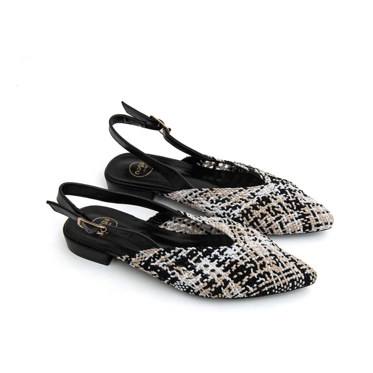 Slingback chic-fabric bicolore - NERO