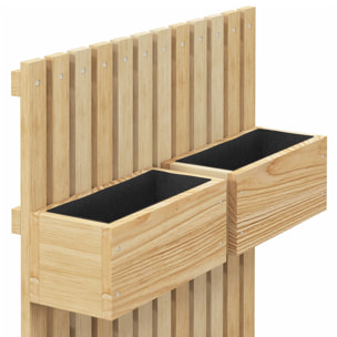 Jardinera de Pared con Enrejado, Jardinera Exterior Grande de Madera con 5 Macetas Móviles, Tela no tejida y Orificios de Drenaje, para Exterior, Jardín, Terraza, Patio, 60x16x100 cm, Natural