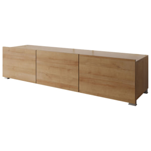 Alix - meuble tv modulable 150 cm - 3 portes - Effet chêne