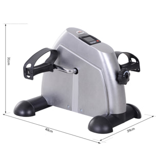 Mini vélo d'appartement pour jambes bras appareil de fitness avec écran LCD dim. 39L x 40l x 31H cm argenté