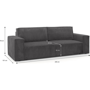 Canapé convertible 3 places en velours côtelé - HARPER