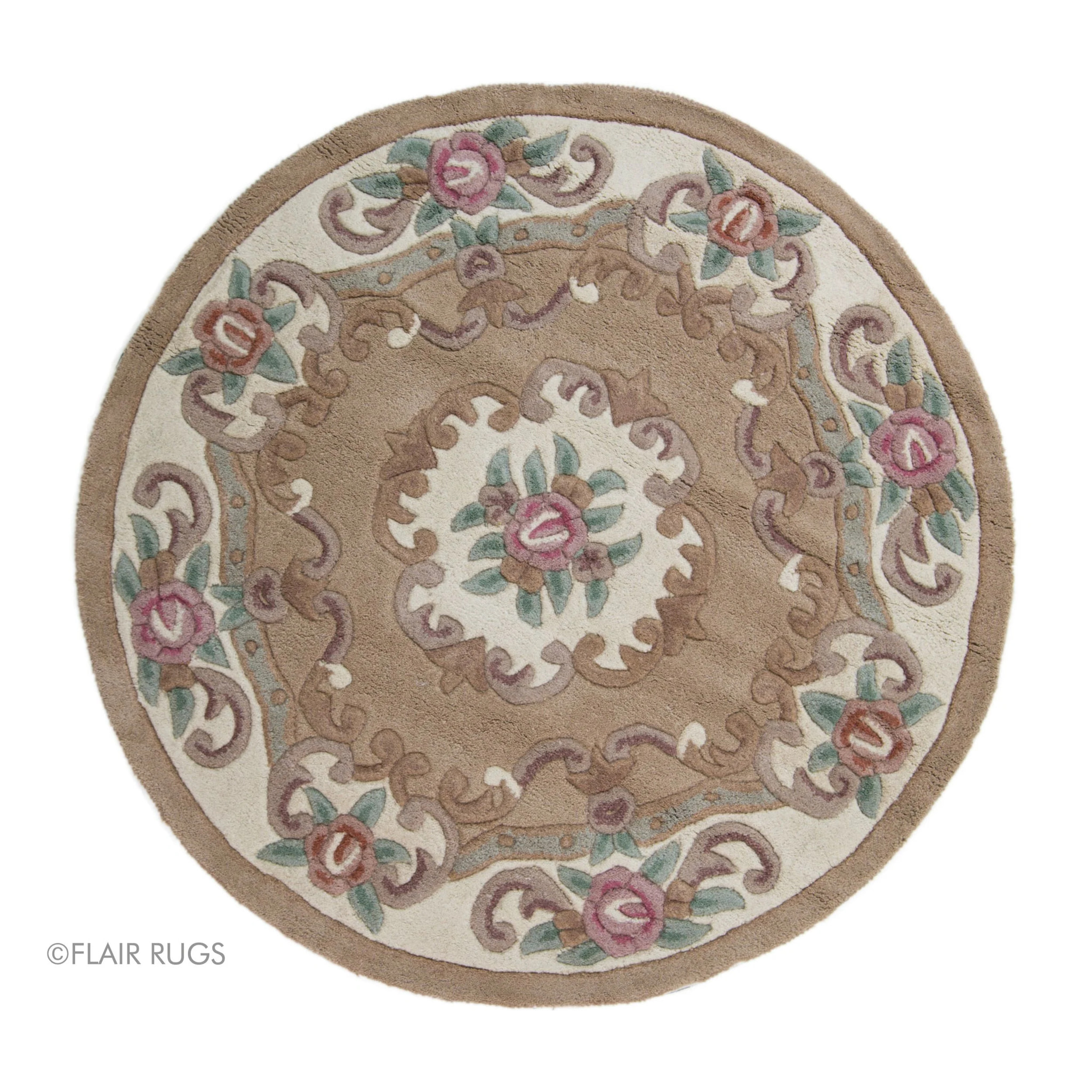 Tapis en laine rond AUBUSSON Beige