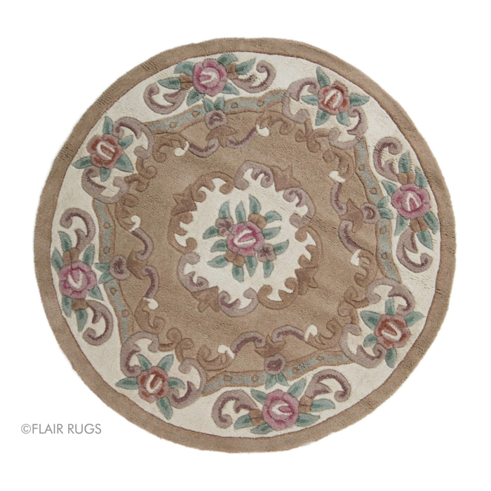 Tapis en laine rond AUBUSSON Beige