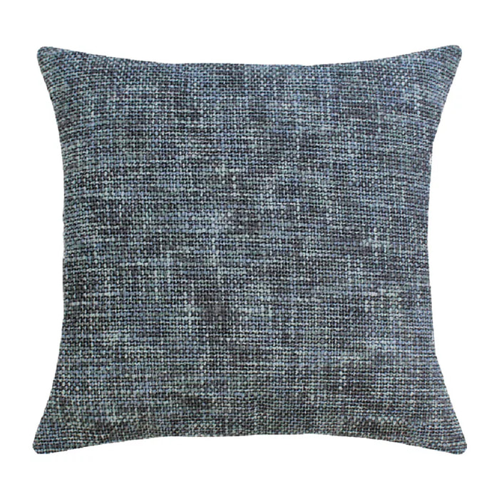 Housse de coussin polyester jeu d'unis gris Tweed orage