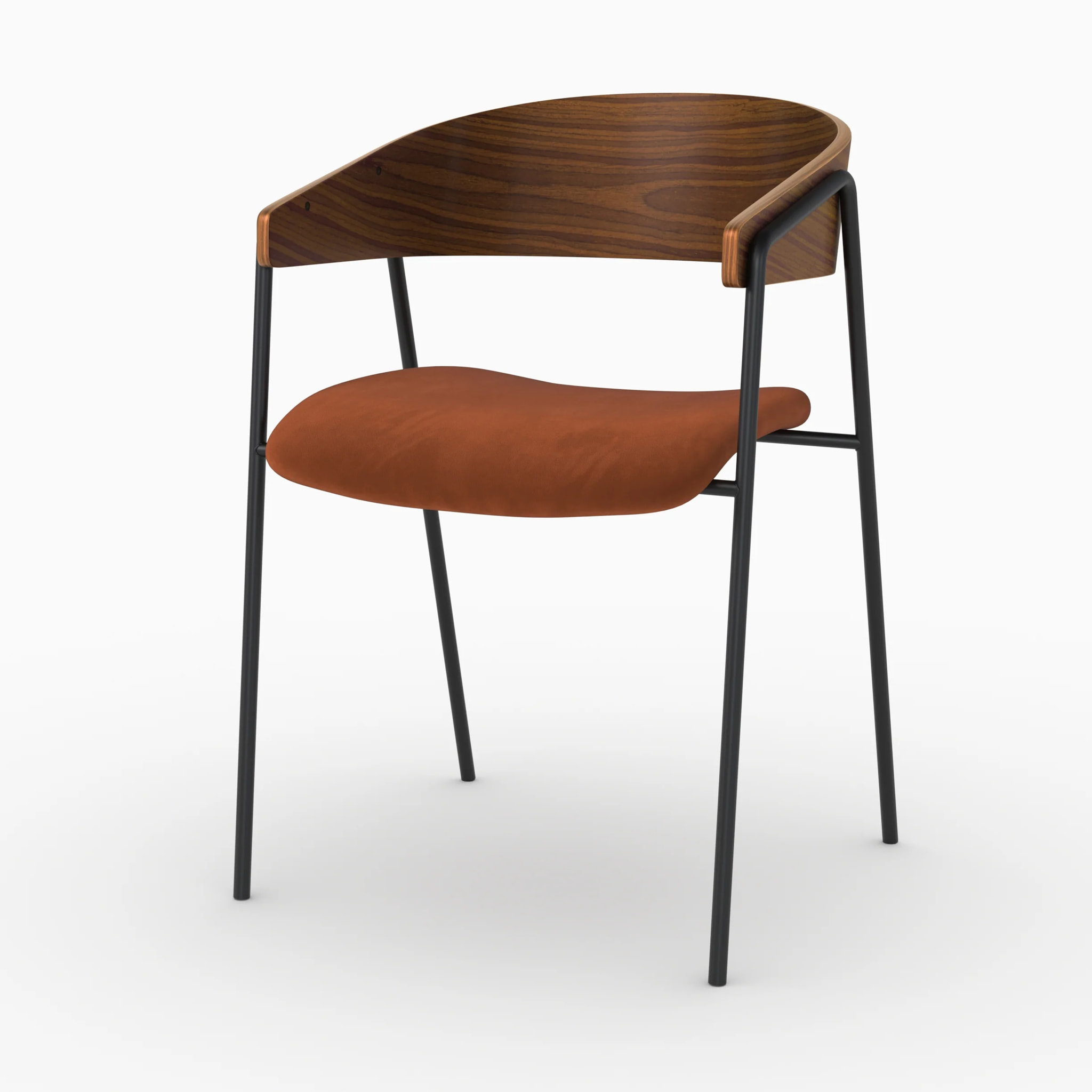 Lot de 2 chaises en velours terracotta et bois de noyer - Esmée