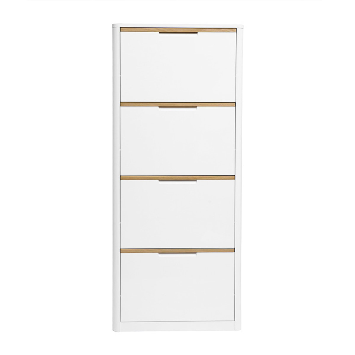 Meuble à chaussures 4 portes finition blanc laqué brillant L68 cm KIRK