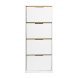 Meuble à chaussures 4 portes finition blanc laqué brillant L68 cm KIRK