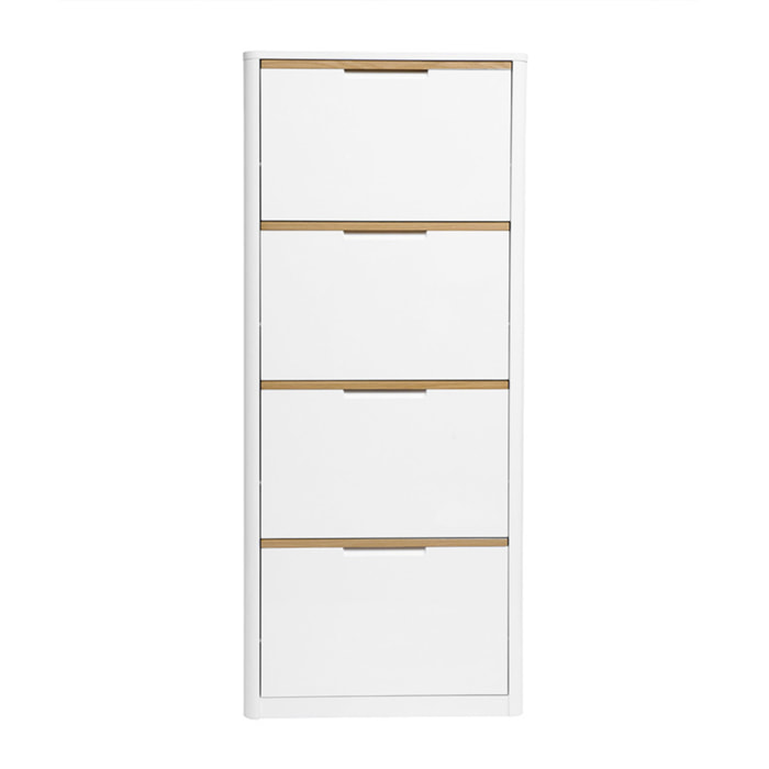 Meuble à chaussures 4 portes finition blanc laqué brillant L68 cm KIRK