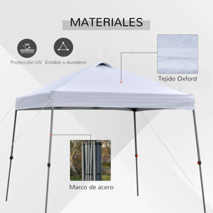 Cenador Plegable 3x3m Jardín con Bolsa de Transporte con Ruedas Camping Blanco