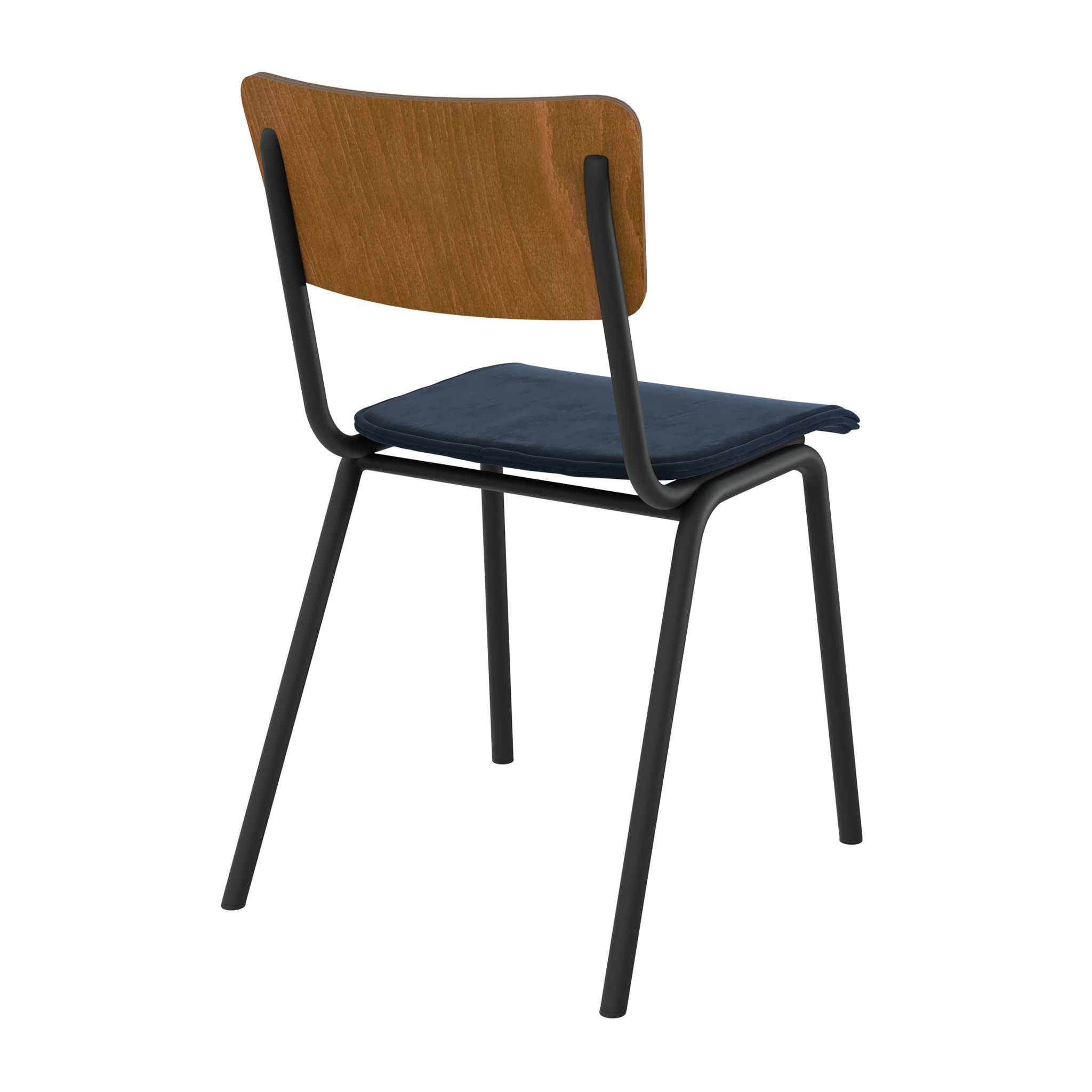 Lot de 2 chaises en bois foncé et velours bleu - Nico