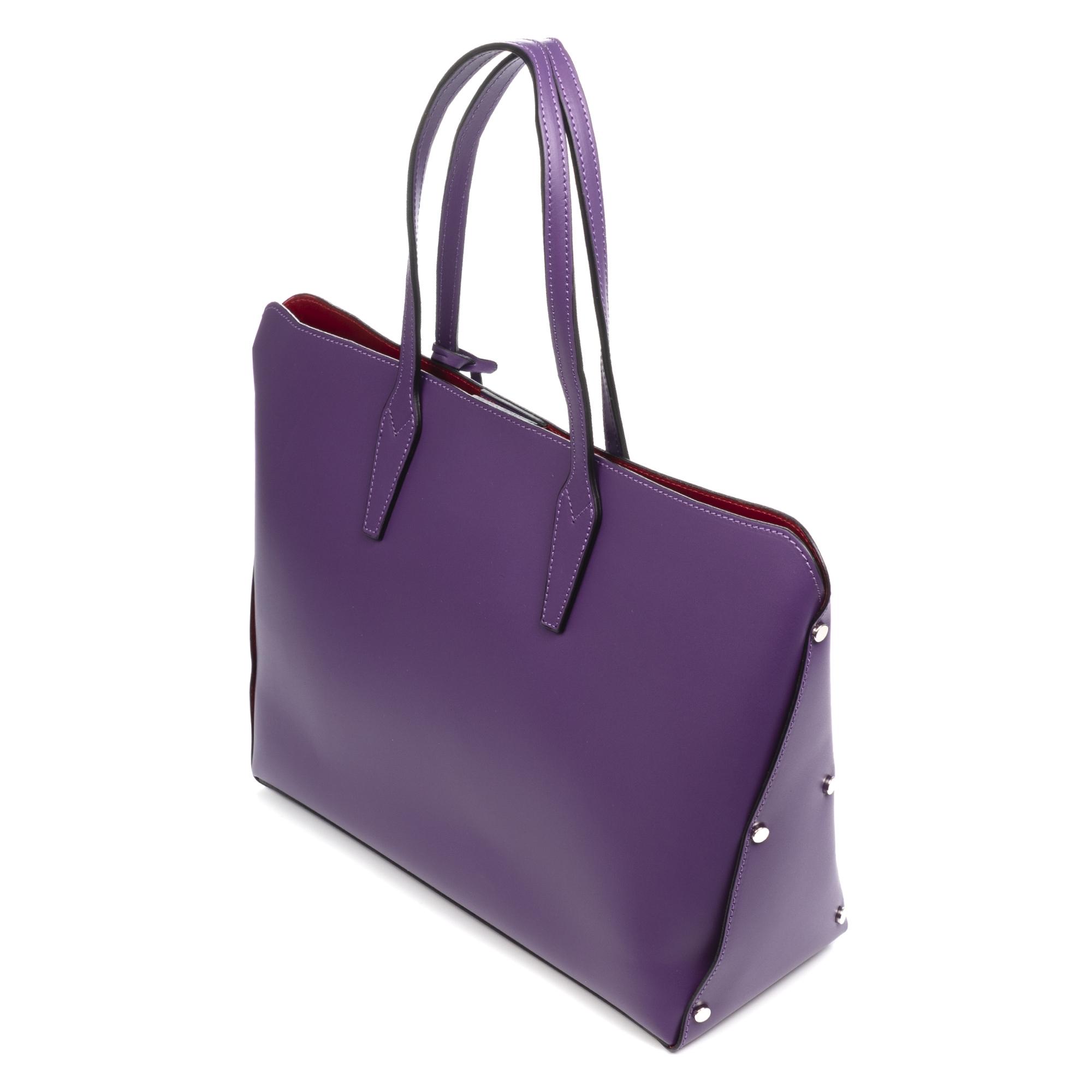 FIRENZE ARTEGIANI Arcene bolso de hombro mujer. Piel auténtica acabado Ruga. Fabricado en Italia 43x13,5x28 Cm. Color: Violeta