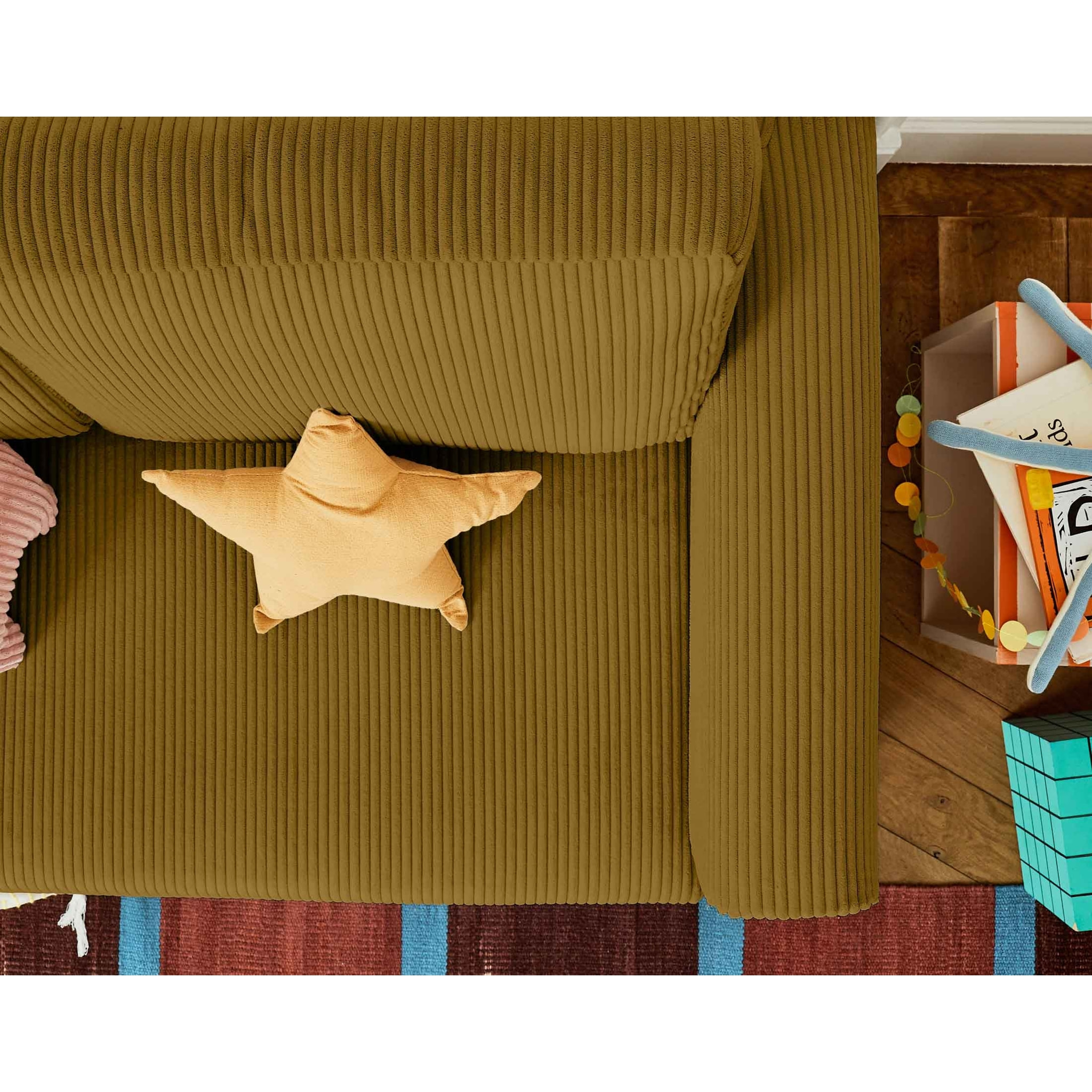 Marilia - canapé 2 places - convertible déplimousse - en velours côtelé - Jaune