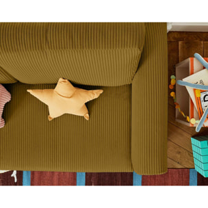 Marilia - canapé 2 places - convertible déplimousse - en velours côtelé - Jaune