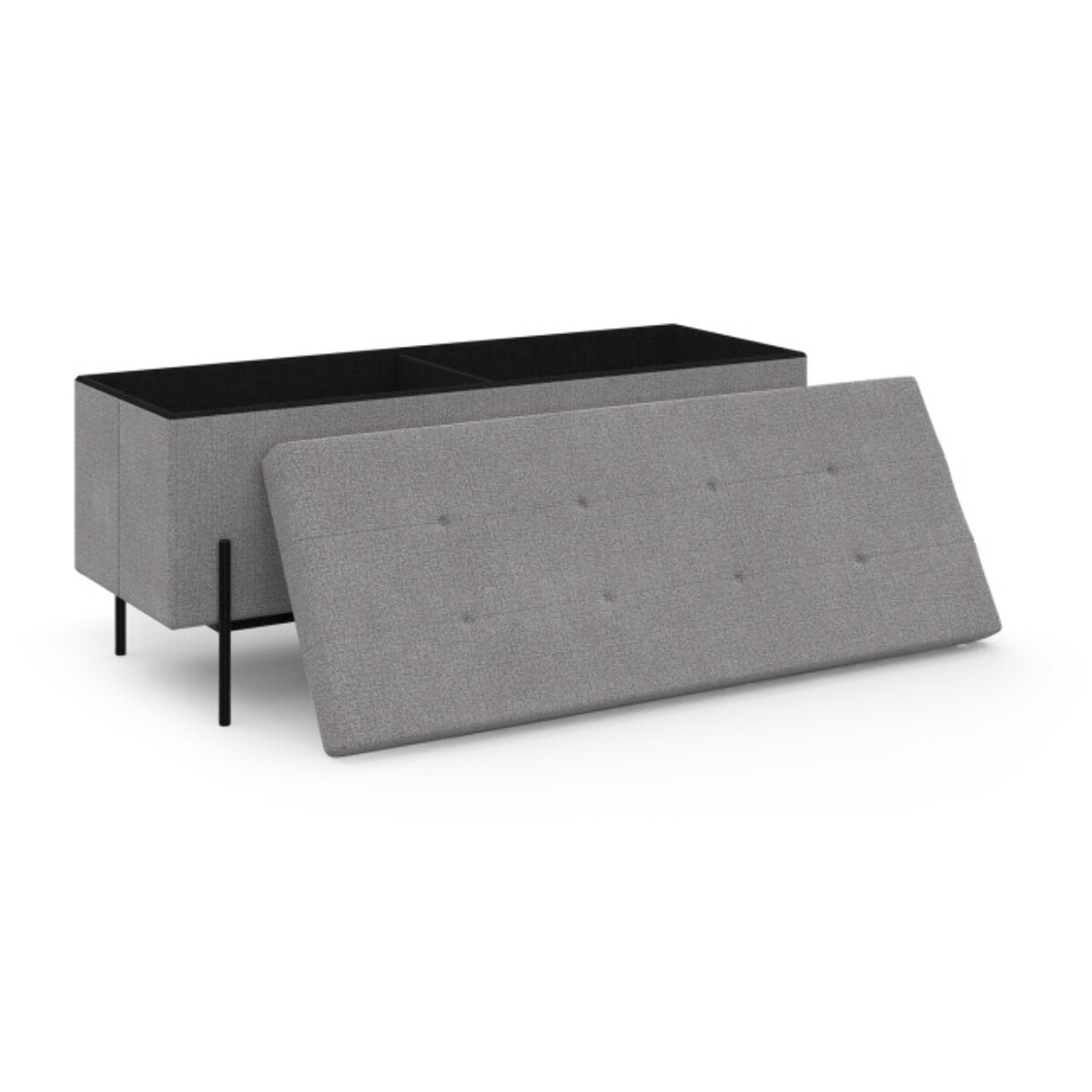 Banc coffre Loan - Gris - Pieds noirs