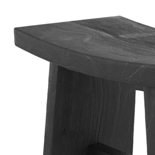 Tabouret en bois de teck recyclé peint en noir - Eka